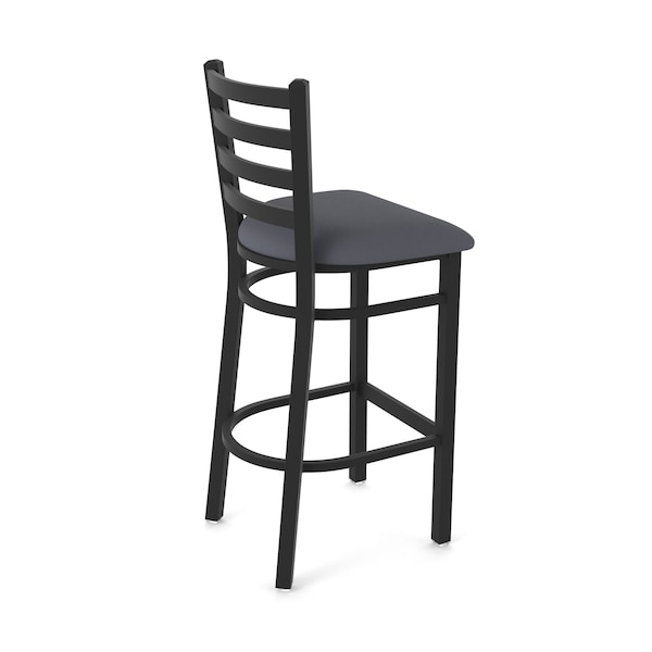 Holland Bar Stool Co 30" Stationary Bar Stool, Black Wrinkle, Canter Storm Seat - 40030BW004