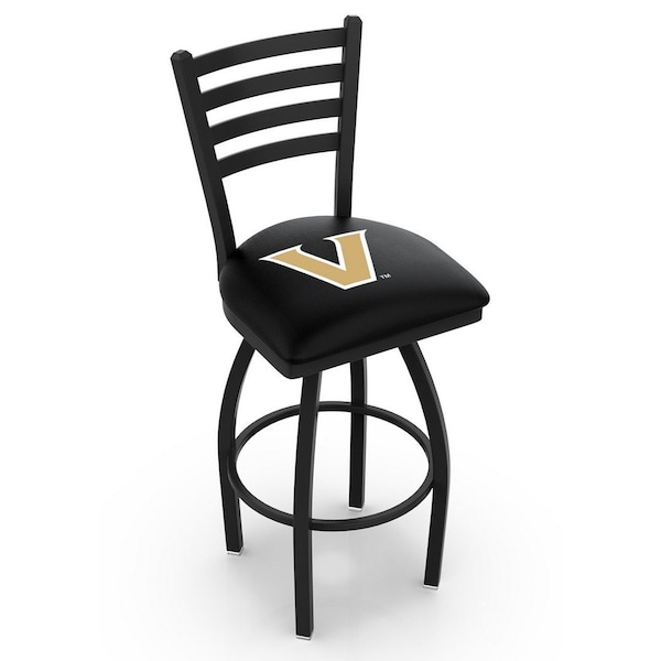 Holland Bar Stool Co 25" Blk Wrinkle Vanderbilt Swivel Bar Stool, Ladder Back - L01425VANDER