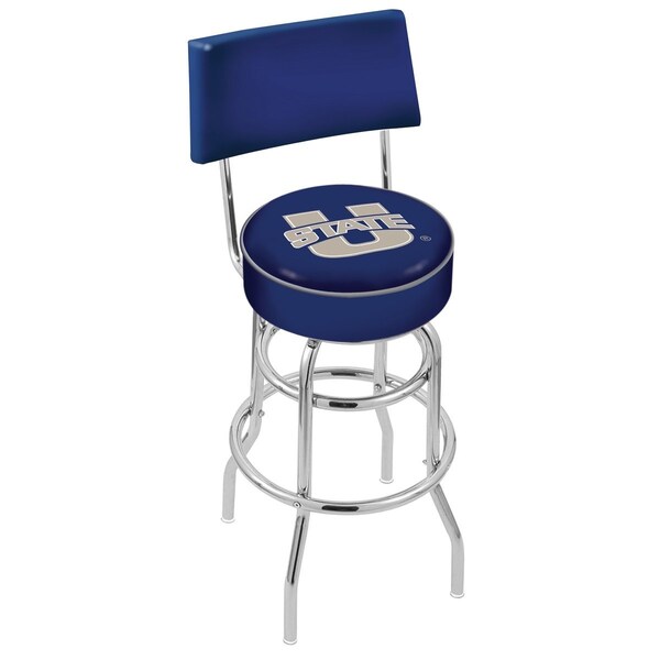 Holland Bar Stool Co 25" Chrome 2-Ring Utah State Swivel Bar Stool, Back - L7C425UTAHST