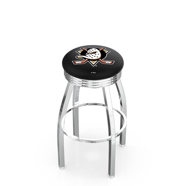 Holland Bar Stool Co 30" Chrome Anaheim Ducks Swivel Bar Stool, Accent Ring - L8C3C30ANADKS