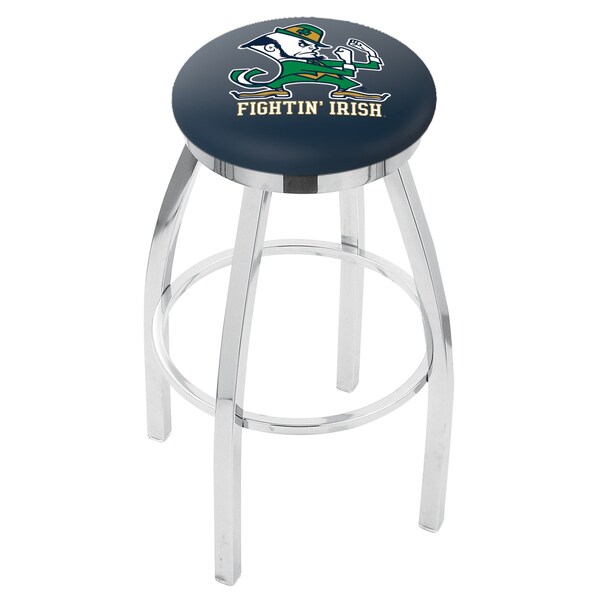 Holland Bar Stool Co 25" Chrome Notre Dame Leprechaun Swivel Bar Stool, Accent Ring - L8C2C25ND-LEP