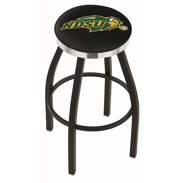 Holland Bar Stool Co 25" Blk Wrinkle North Dakota State Swivel Bar Stool, Chrome Ring - L8B2C25NDAKST-B