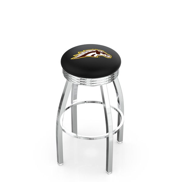 Holland Bar Stool Co 25" Chrome Western Michigan Swivel Bar Stool, Accent Ring - L8C3C25WESTMI