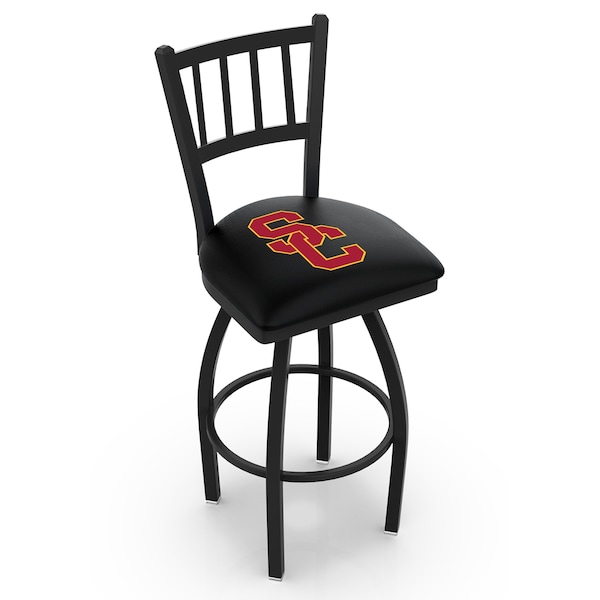 Holland Bar Stool Co 30" Blk Wrinkle USC Trojans Swivel Bar Stool, Jailhouse Back - L01830SOUCAL