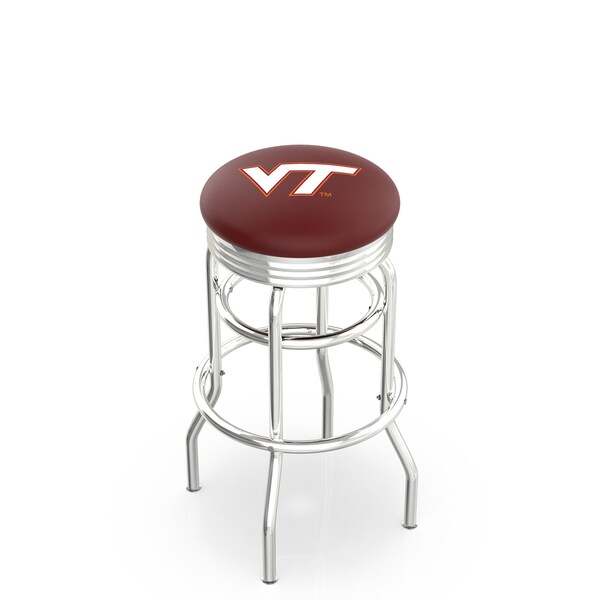 Holland Bar Stool Co 25" Chrome 2-Ring Virginia Tech Swivel Bar Stool, Accent Ring - L7C3C25VATECH