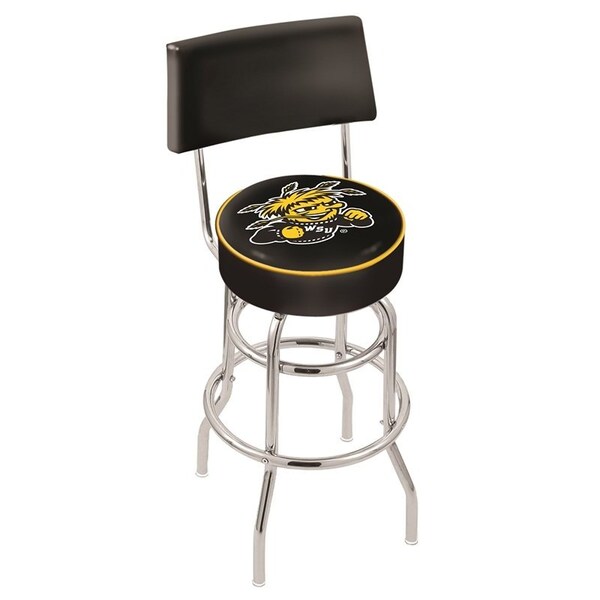 Holland Bar Stool Co 30" Chrome 2-Ring Wichita State Swivel Bar Stool, Back - L7C430WICHST