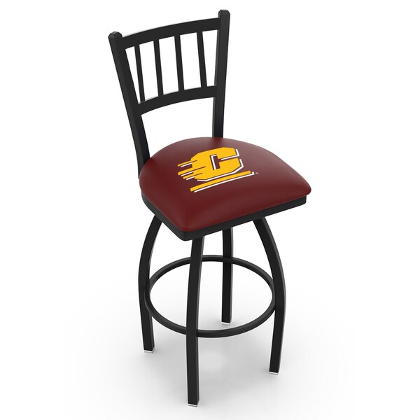 Holland Bar Stool Co 30" Blk Wrinkle Central Michigan Swivel Bar Stool, Jailhouse Back - L01830CENMIC