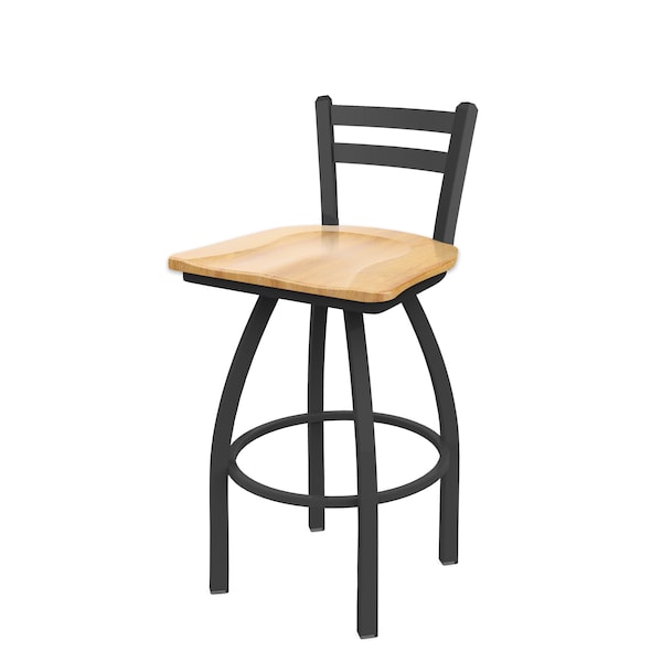Holland Bar Stool Co 30" Low Back Swivel Bar Stool, Pewter Finish, Nat Maple Seat - 41130PWNATMPL