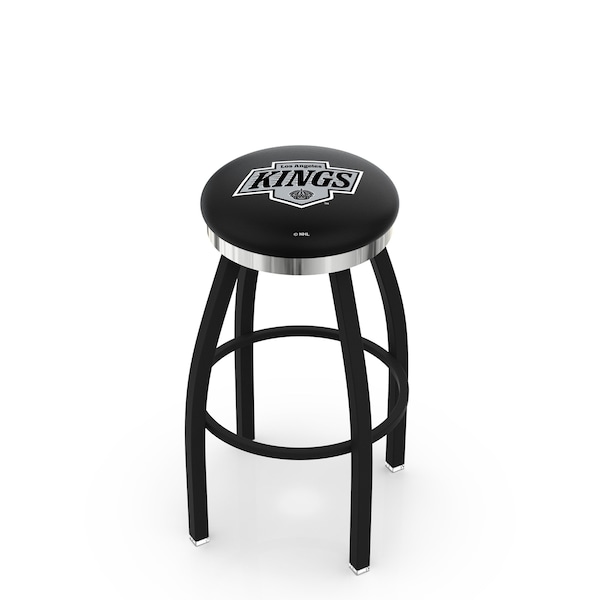 Holland Bar Stool Co 30" Blk Wrinkle Los Angeles Kings Swivel Bar Stool, Chrome Ring - L8B2C30LAKING