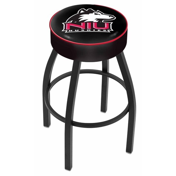 Holland Bar Stool Co 30" Northern Illinois Cushion Seat, Blk Wrinkle Base Swivel Bar Stool - L8B130NORILL