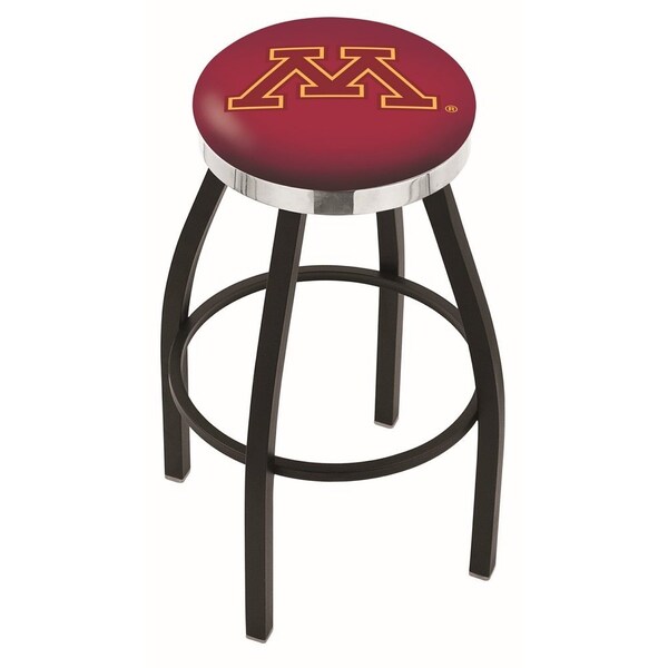 Holland Bar Stool Co 30" Blk Wrinkle Minnesota Swivel Bar Stool, Chrome Ring - L8B2C30MINNUN