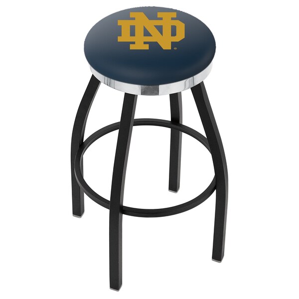 Holland Bar Stool Co 25" Blk Wrinkle Notre Dame (ND) Swivel Bar Stool, Chrome Ring - L8B2C25ND-ND