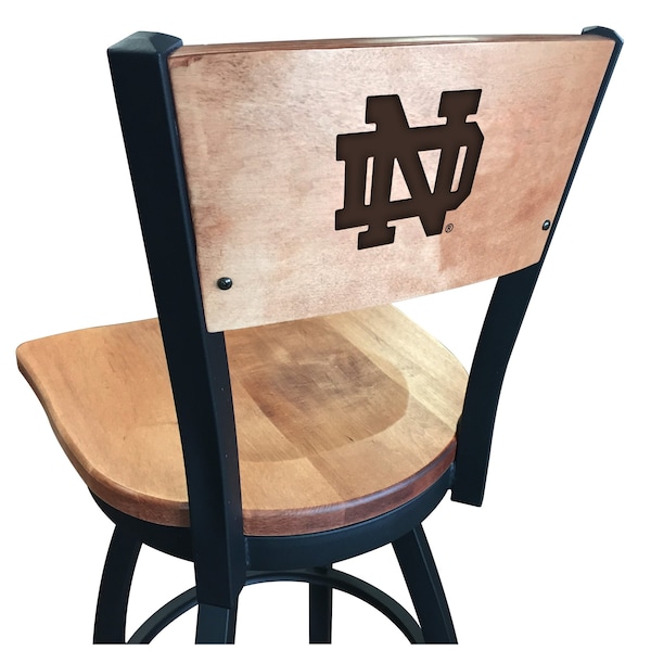 Holland Bar Stool Co 30" Blk Wrinkle Notre Dame (ND) Swivel Bar Stool, Laser Engraved Back - L03830BWMEDMPLAND-NDMEDMPL
