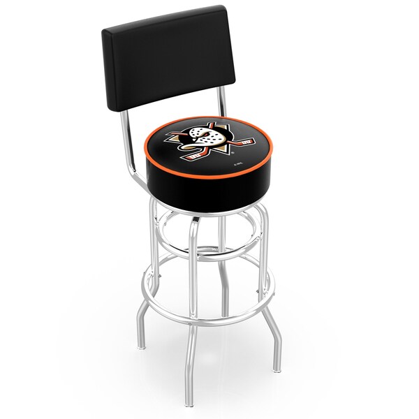Holland Bar Stool Co 25" Chrome 2-Ring Anaheim Ducks Swivel Bar Stool, Back - L7C425ANADKS
