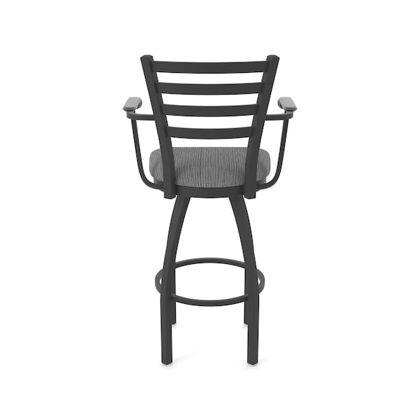 Holland Bar Stool Co Jackie with Arms 36 in. Swivel Bar Stool with Black Wrinkle Finish and Graph Coal Seat - 415
