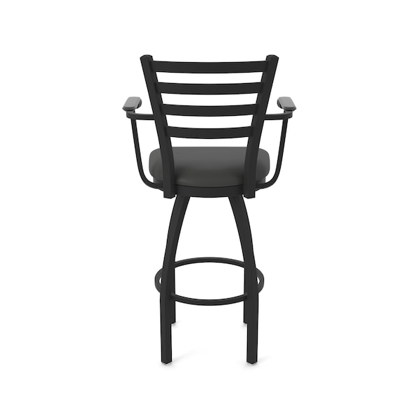 Holland Bar Stool Co Jackie with Arms 30 in. Swivel Bar Stool with Black Wrinkle Finish and Canter Iron Seat - 415