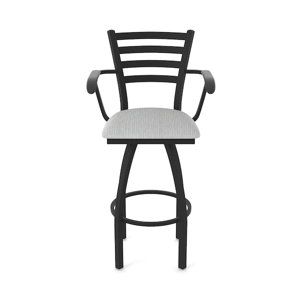 Holland Bar Stool Co Jackie with Arms 36 in. Swivel Bar Stool with Black Wrinkle Finish and Graph Alpine Seat - 415