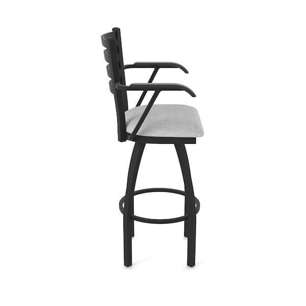 Holland Bar Stool Co Jackie with Arms 36 in. Swivel Bar Stool with Black Wrinkle Finish and Graph Alpine Seat - 415