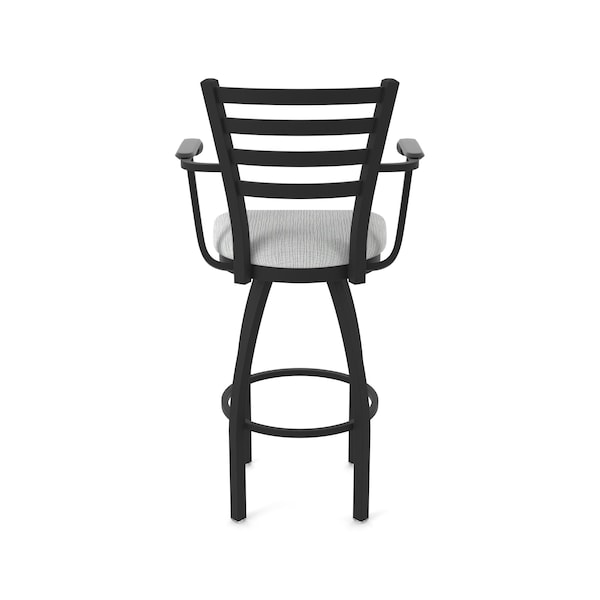 Holland Bar Stool Co Jackie with Arms 36 in. Swivel Bar Stool with Black Wrinkle Finish and Graph Alpine Seat - 415