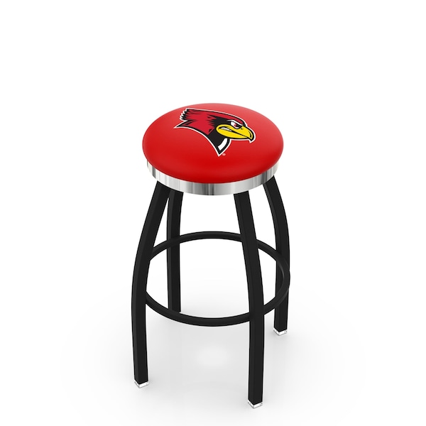 Holland Bar Stool Co 30" Blk Wrinkle Illinois State Swivel Bar Stool, Chrome Ring - L8B2C30ILLSTU