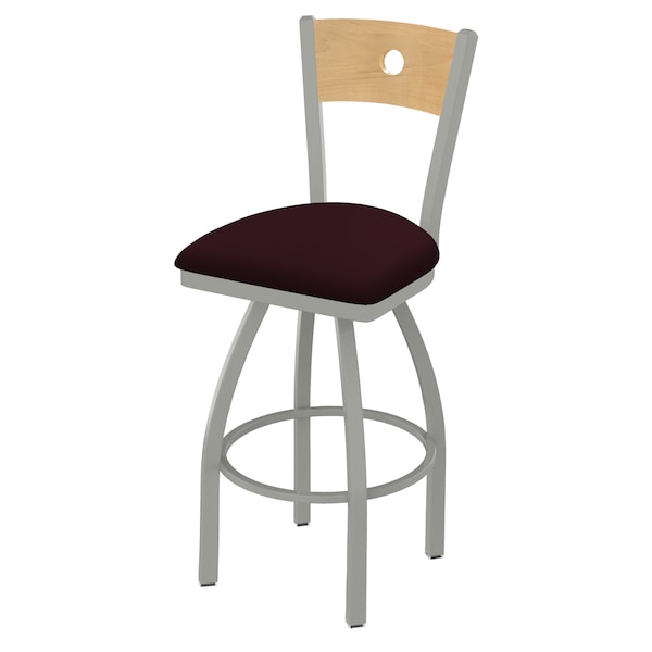 Holland Bar Stool Co 30" Swivel Counter Stool, Nickel Finish, Nat Back, Canter Bordeaux Seat - 83030ANNATMPLB005
