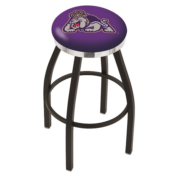 Holland Bar Stool Co 30" Blk Wrinkle James Madison Swivel Bar Stool, Chrome Ring - L8B2C30JMSMAD