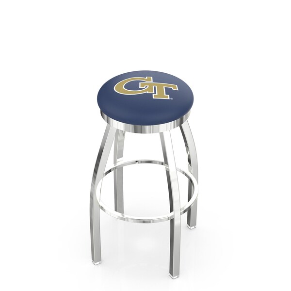 Holland Bar Stool Co 25" Chrome Georgia Tech Swivel Bar Stool, Accent Ring - L8C2C25GATECH