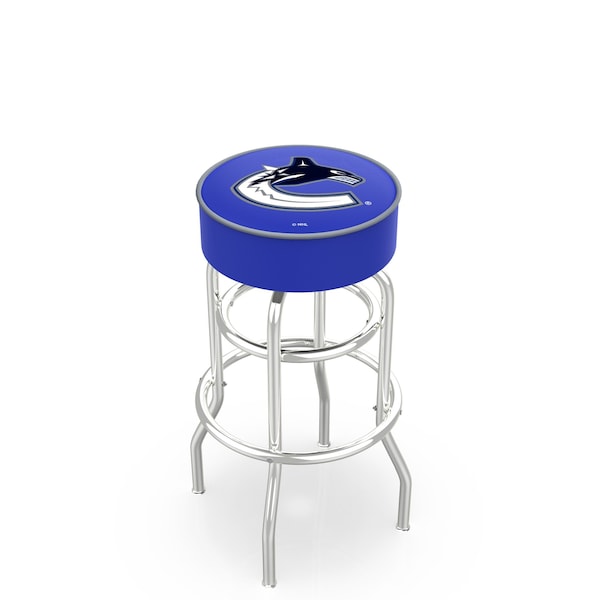 Holland Bar Stool Co 25" Vancouver Canucks Cushion Seat, 2-Ring Chrome Swivel Bar Stool - L7C125VANCAN