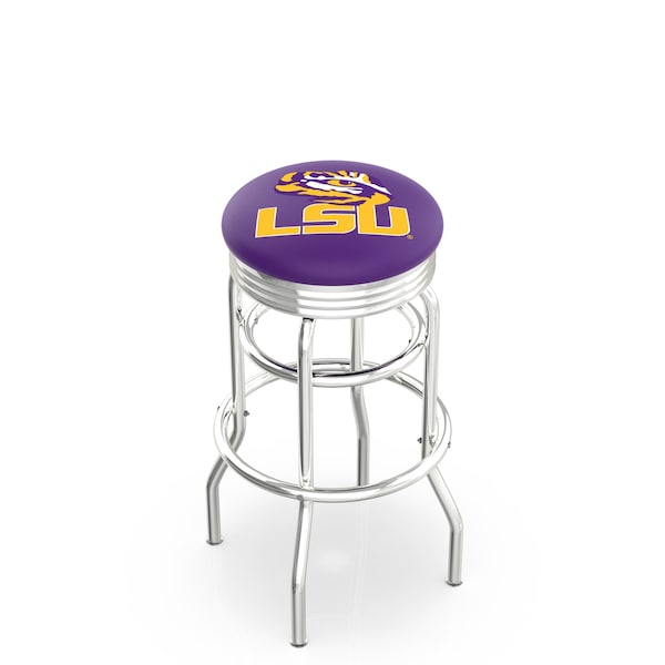 Holland Bar Stool Co 30" Chrome 2-Ring Louisiana State Swivel Bar Stool, Accent Ring - L7C3C30LASTUN