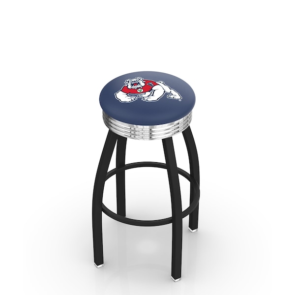 Holland Bar Stool Co 25" Blk Wrinkle Fresno State Swivel Bar Stool, Chrome Ring - L8B3C25FRESST