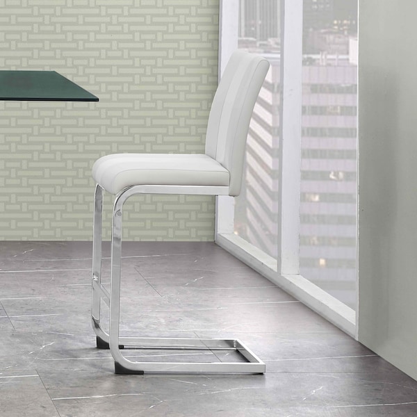 Global Furniture Usa Contemporary Fabric, PU D915 2 White Bar Stools - 2968