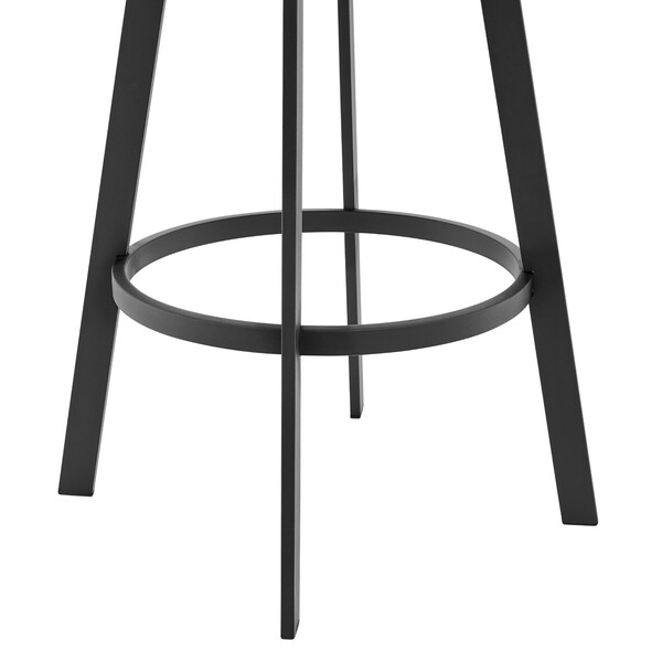 Armen Living Scranton 26" Swivel Modern Black Metal and Slate Gray Faux Leather Barstool - 721535752263