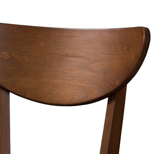Baxton Studio Eline Black Faux Leather Upholstered Walnut Finished Bar Stool, PK2 - 144-8076