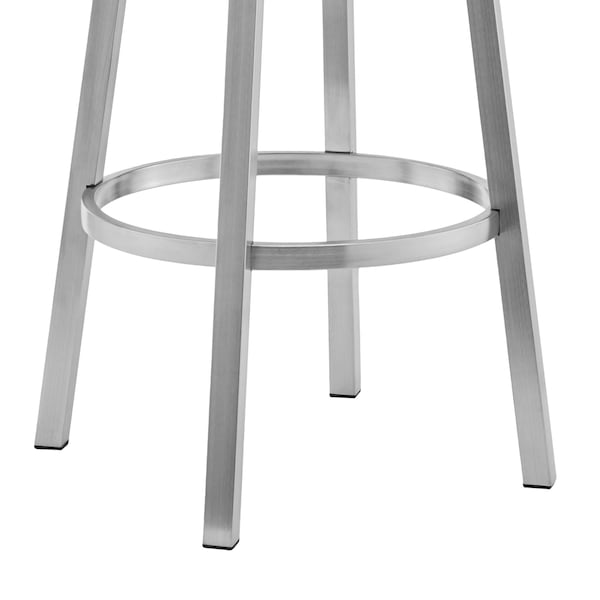 Armen Living Cohen 26" White Faux Leather and Brushed Stainless Steel Swivel Bar Stool - 721535762187
