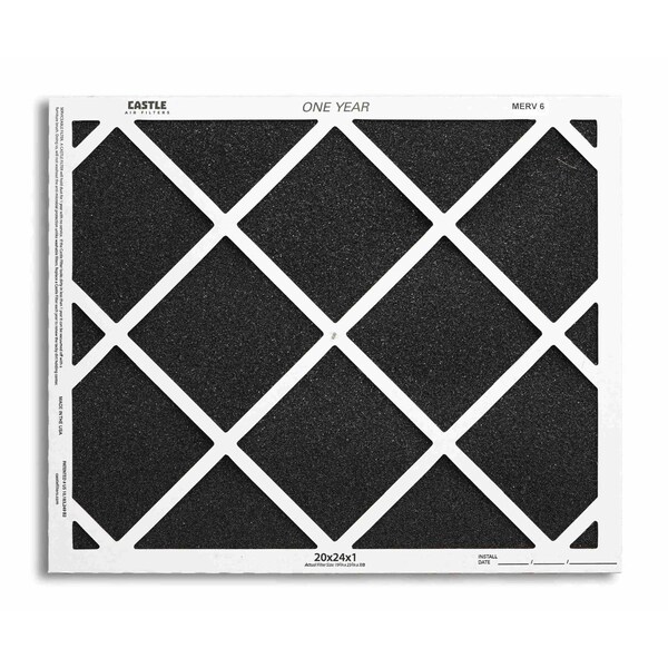 Castle Filters 20x24x1 Castle Super Flow MERV 6 HVAC One Year Air Filter - 1-2024M6
