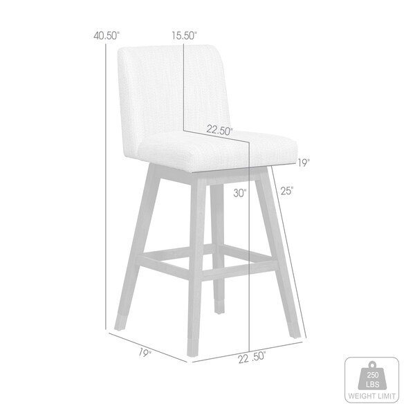 Armen Living Basila Swivel Bar Stool in Brown Oak Wood Finish with Beige Fabric - 840254332188
