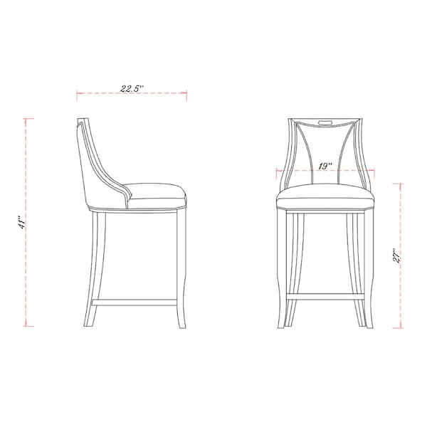 Manhattan Comfort Emperor Bar Stool in Pearl White and Walnut (Set of 3) - 3-BS008-PW