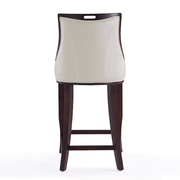 Manhattan Comfort Emperor Bar Stool in Pearl White and Walnut (Set of 3) - 3-BS008-PW