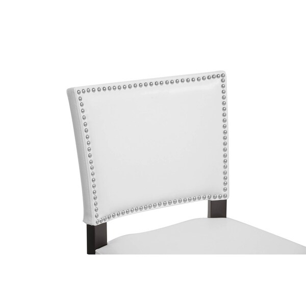 Baxton Studio Aries White Modern Bar Stool With Nail Head Trim, PK2 - 85-4301