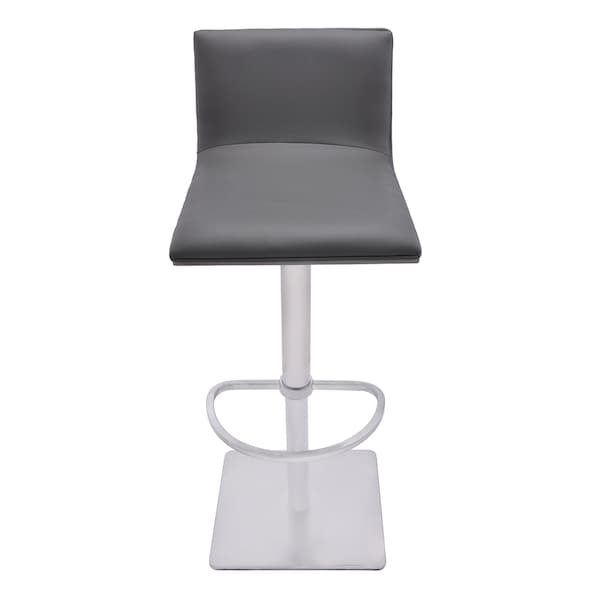 Armen Living Crystal Adjustable Height Swivel Gray Faux Leather and Gray Walnut Bar Stool - LCCRBAGRBS