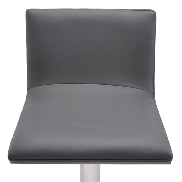 Armen Living Crystal Adjustable Height Swivel Gray Faux Leather and Gray Walnut Bar Stool - LCCRBAGRBS