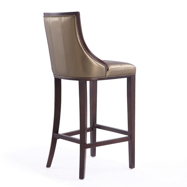 Manhattan Comfort Fifth Avenue Bar Stool in Bronze and Walnut (Set of 3) - 3-BS007-BZ