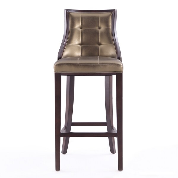 Manhattan Comfort Fifth Avenue Bar Stool in Bronze and Walnut (Set of 3) - 3-BS007-BZ
