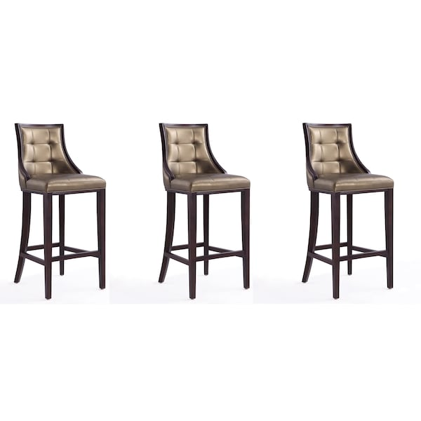 Manhattan Comfort Fifth Avenue Bar Stool in Bronze and Walnut (Set of 3) - 3-BS007-BZ