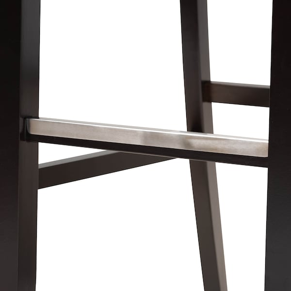 Baxton Studio Jason Sand Upholstered and Espresso Wood 2-Piece Bar Stool Set - 167-10850