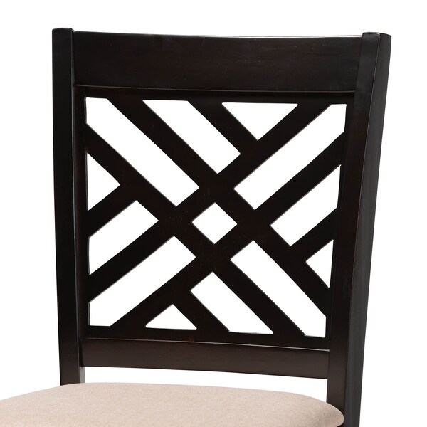 Baxton Studio Jason Sand Upholstered and Espresso Wood 2-Piece Bar Stool Set - 167-10850
