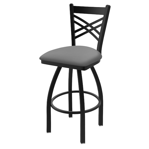 Holland Bar Stool Co 30" Swivel Bar Stool, Black Wrinkle, Canter Grey Seat - 82030BW007