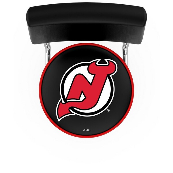 Holland Bar Stool Co 30" Chrome 2-Ring New Jersey Devils Swivel Bar Stool, Back - L7C430NJDEVL
