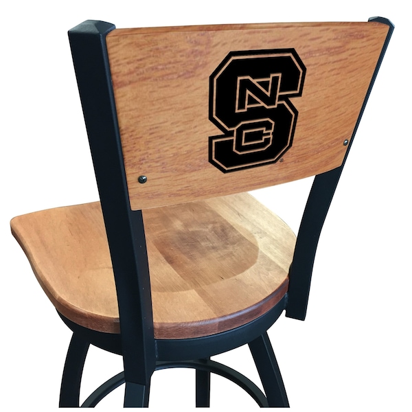 Holland Bar Stool Co 30" Blk Wrinkle North Carolina State Swivel Bar Stool, Engraved Back - L03830BWMEDMPLANCARSTMEDMPL