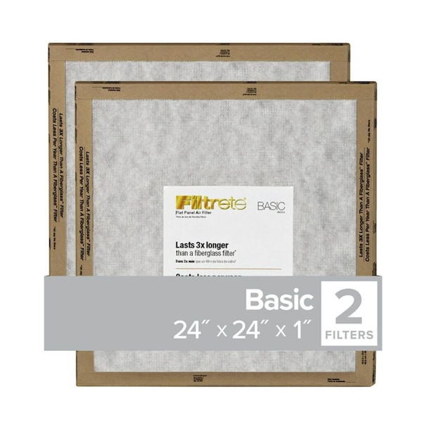 Filtrete Filtrete 24 in. W X 24 in. H X 1 in. D Synthetic 2 MERV Flat Panel Filter 2 pk - FPL12-2PK-24